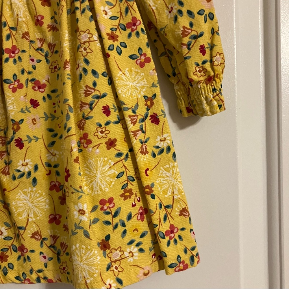 Wonder Nation girls 3T long-sleeve smocked floral dress white Peter Pan collar - Picture 3 of 9
